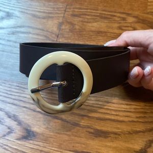 Levi’s womens black leather belt with white acrylic she’ll buckle - S